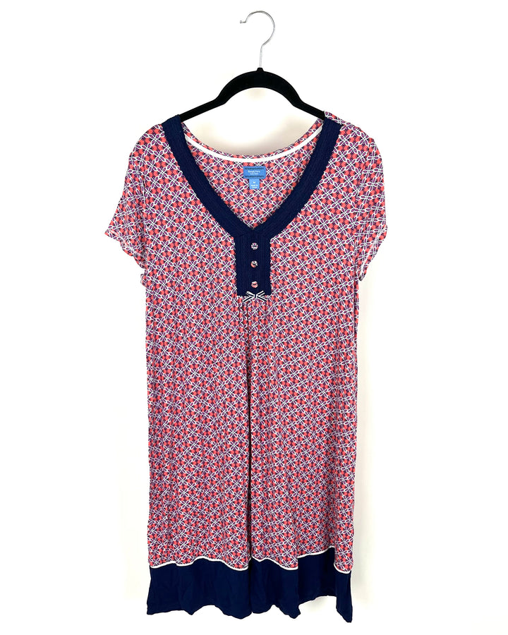 Pink and Orange Floral Print Nightgown - Size 4/6