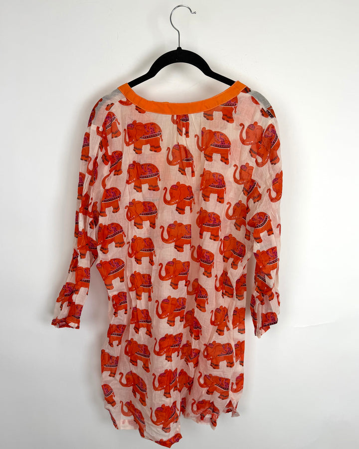 Elephant Patterned Orange Top - Size 4/6