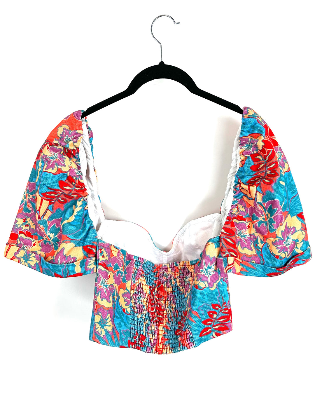 Ultra Cropped Tropical Puffed Sleeve Top - Size 4/6