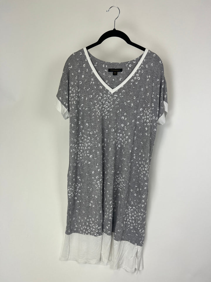 Gray and White Leopard Print Gown - Small