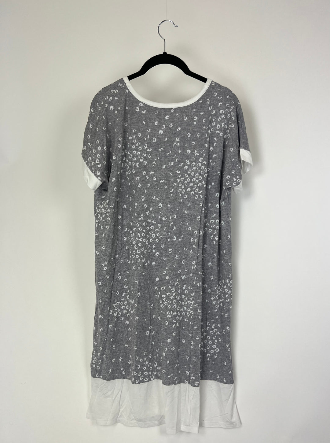 Gray and White Leopard Print Gown - Small