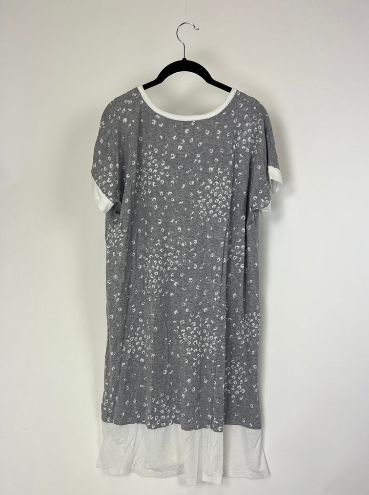 Gray and White Leopard Print Gown - Small
