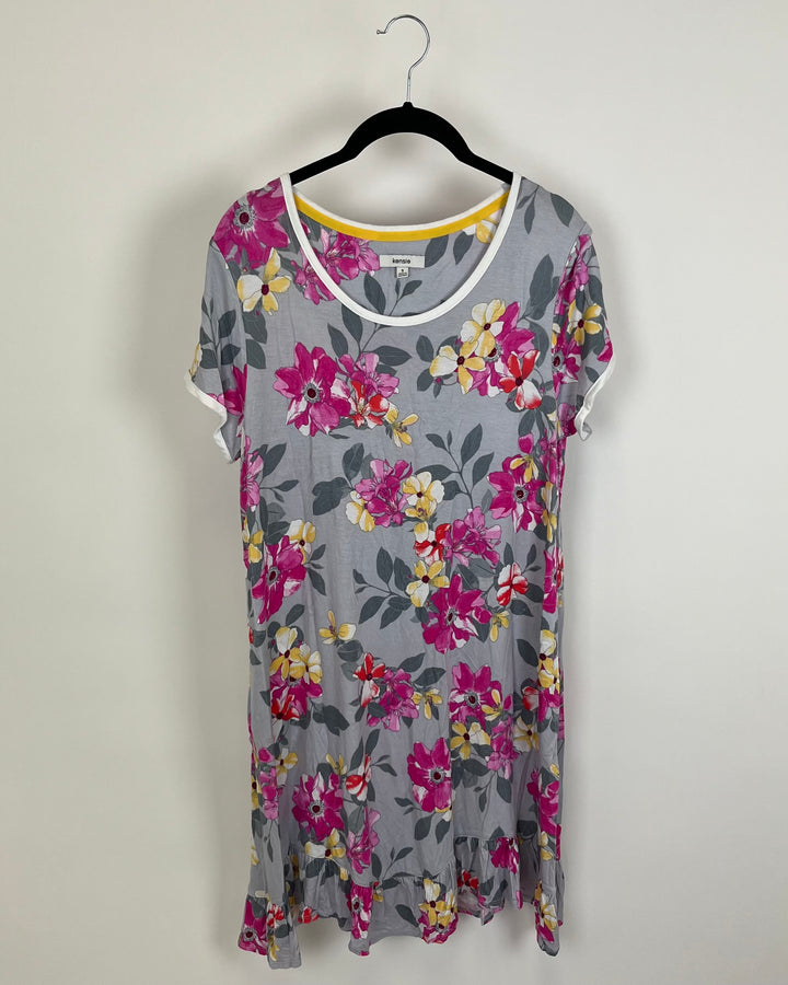 Grey Floral Nightgown - Size 4/6