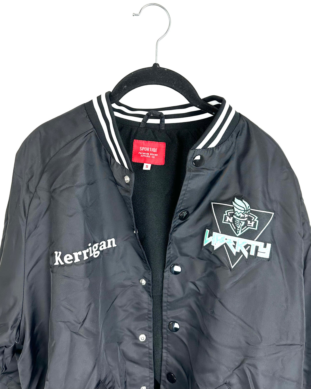 Sportiqe Black New York Liberty Bomber Jacket - Small