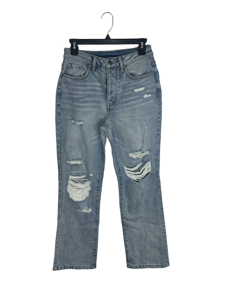 Multi-Ripped Straight Leg Jean- Size 2/4
