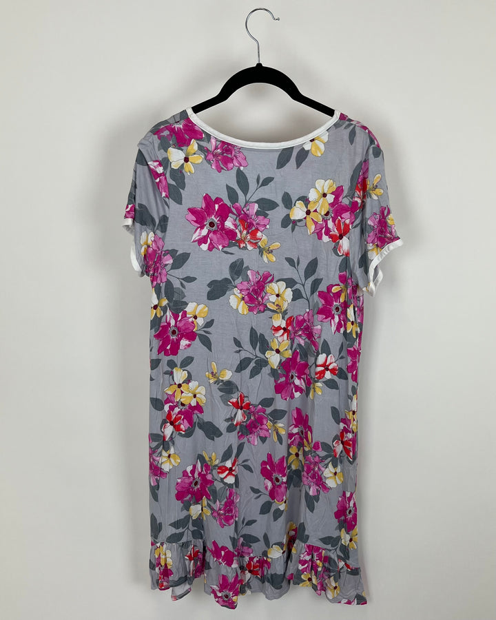 Grey Floral Nightgown - Size 4/6