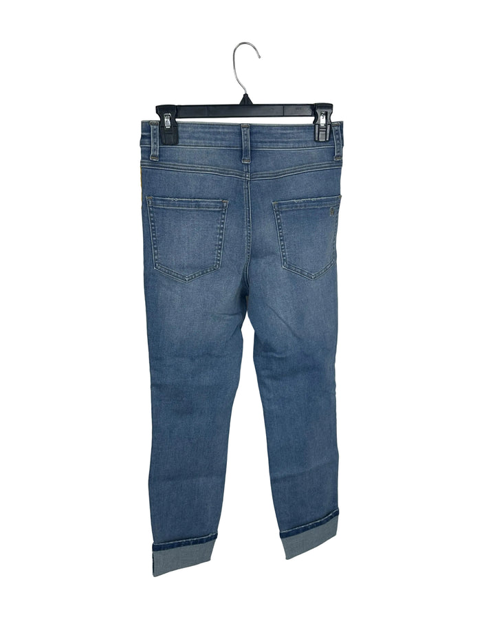 Blue Skinny Ripped Jeans with Cuffs- Size 4/6