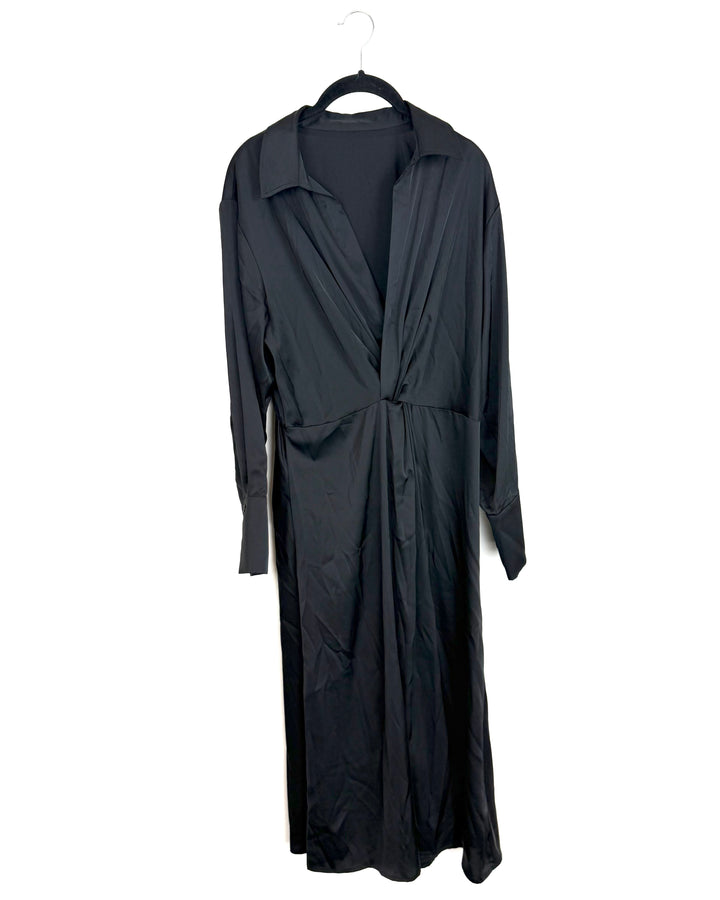 Black Long Sleeve Shirt Dress - 6/8