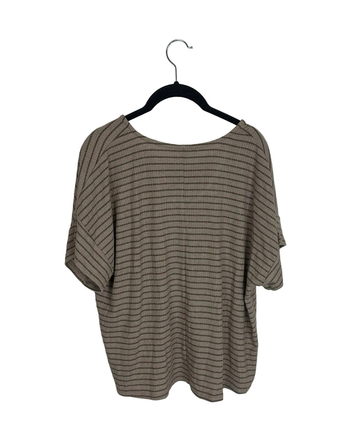 Beige Striped V-Neck Top- Size 2/4 and 4/6