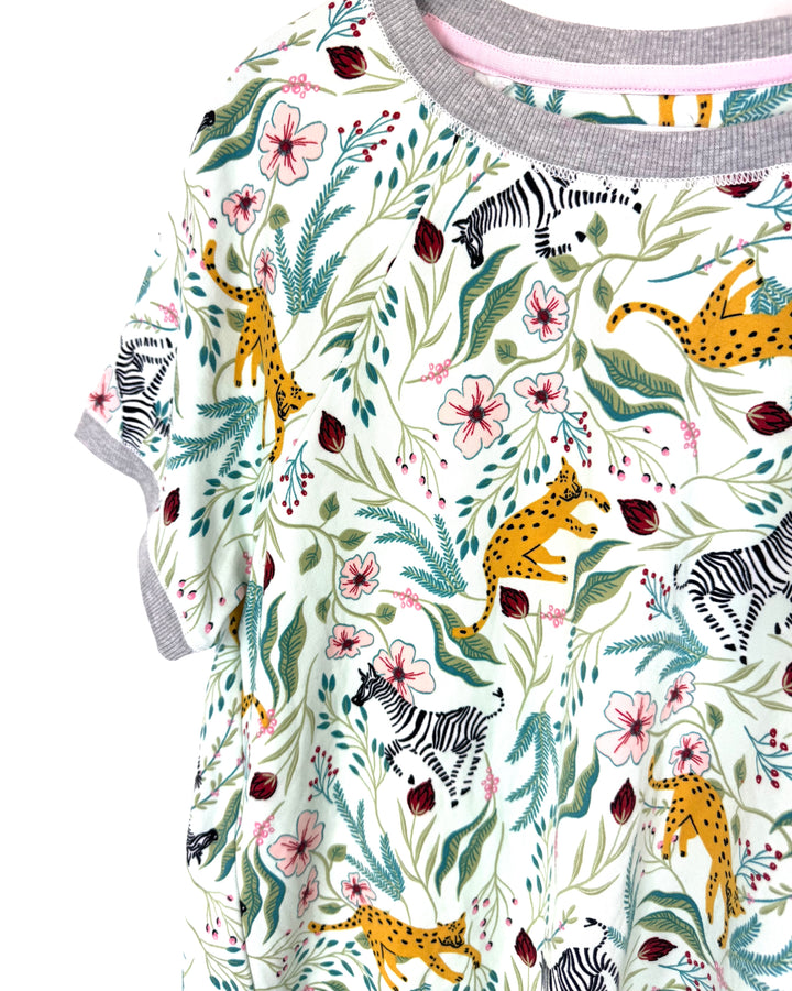 Mint Green Animal and Floral Pattern Pajama Set - Size 4/6