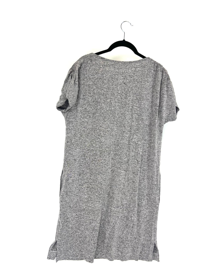 Grey Short Sleeve Lounge Dress - Small