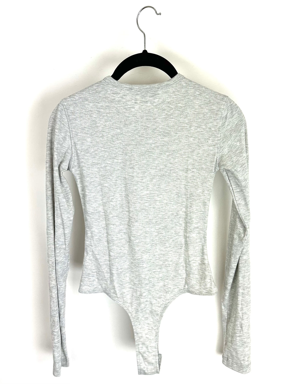 We Wore What Gray Ribbed Long Sleeve Bodysuit - Extra Extra Small