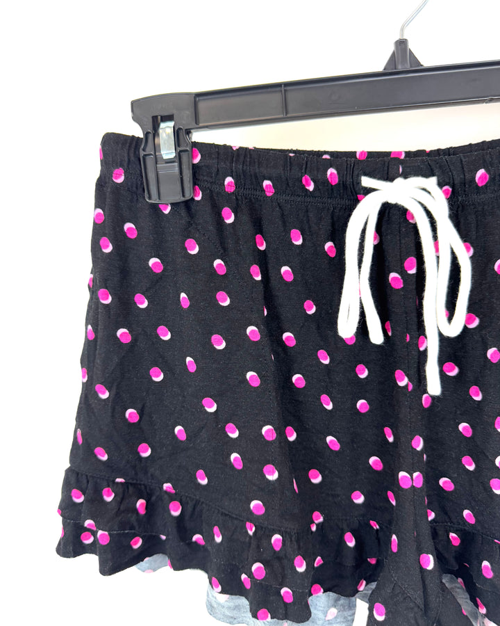 Black and Pink Polka-Dot Pajama Set - Size 2/4