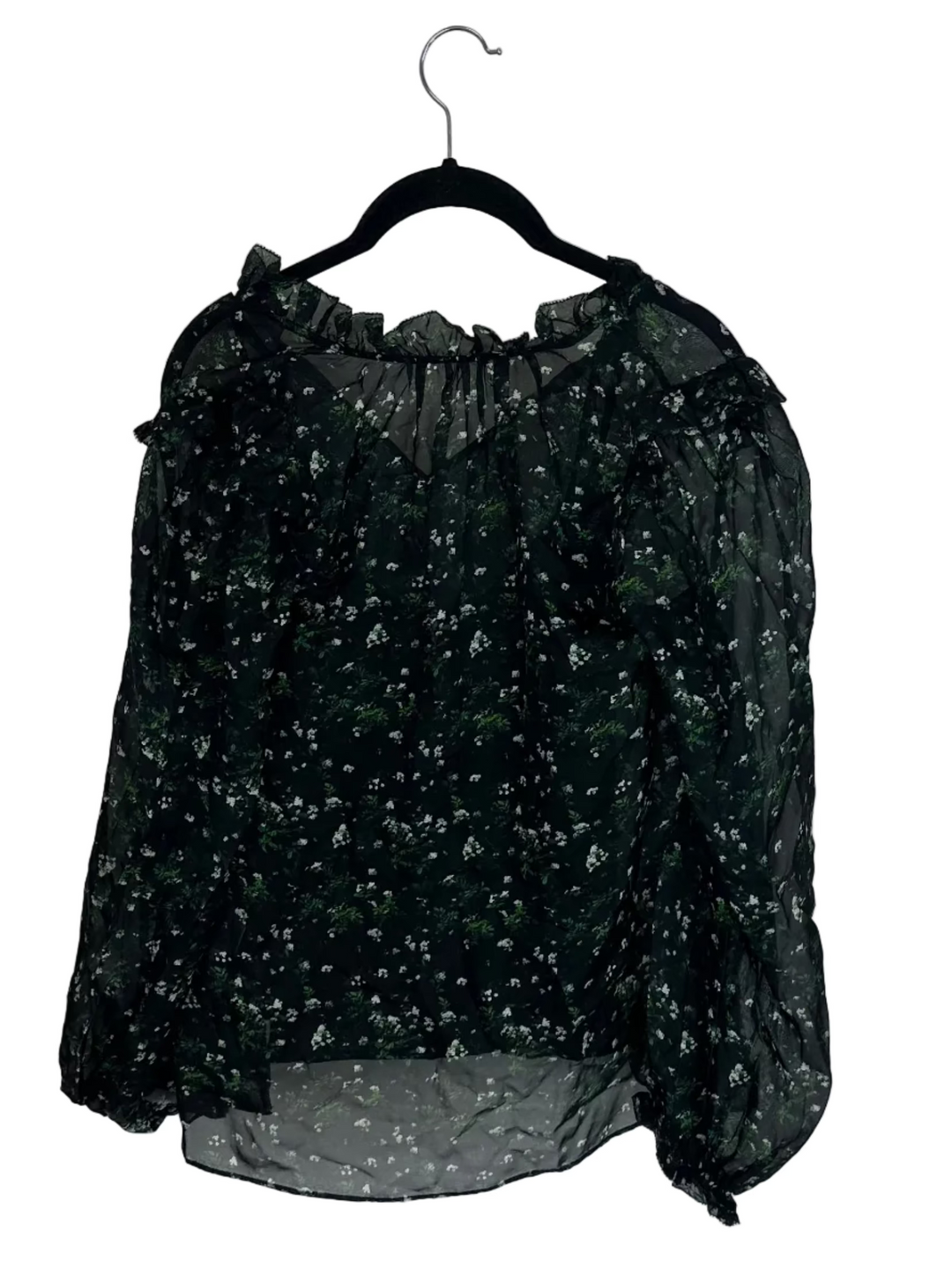 Black Floral Sheer Blouse – Size 2/4