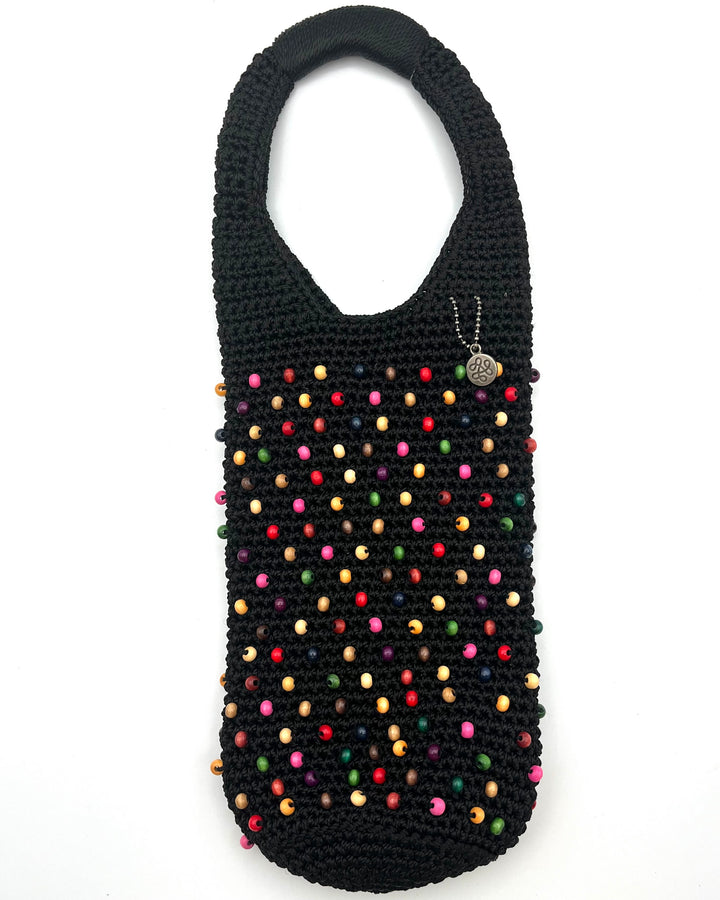 Black Deep Crochet Bag With Decorative Beading