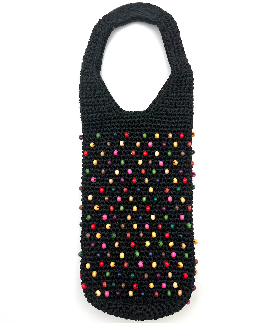 Black Deep Crochet Bag With Decorative Beading