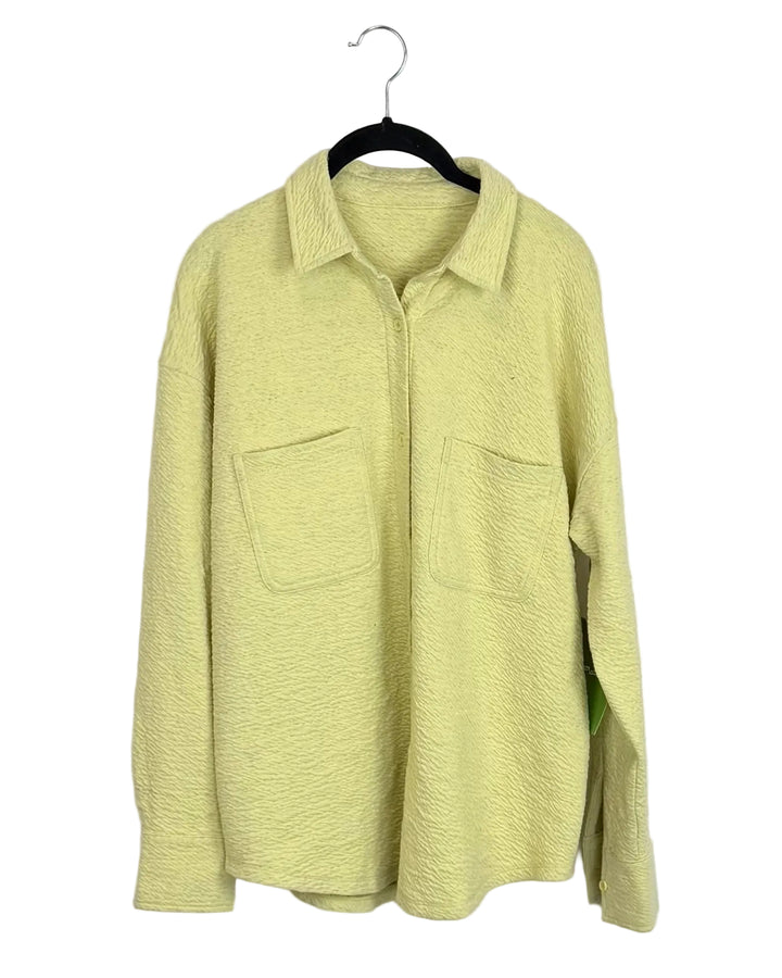 Soft Yellow / Green button-up Top  - Size 10/12