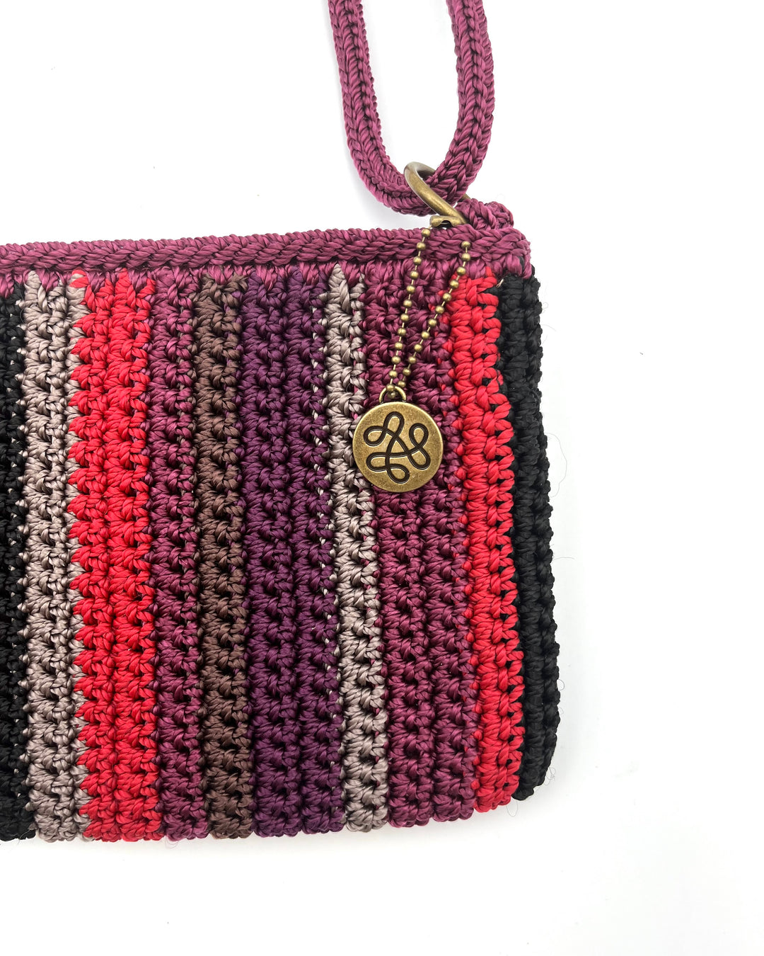 Burgundy Striped Crochet Wristlet/Shoulder Bag
