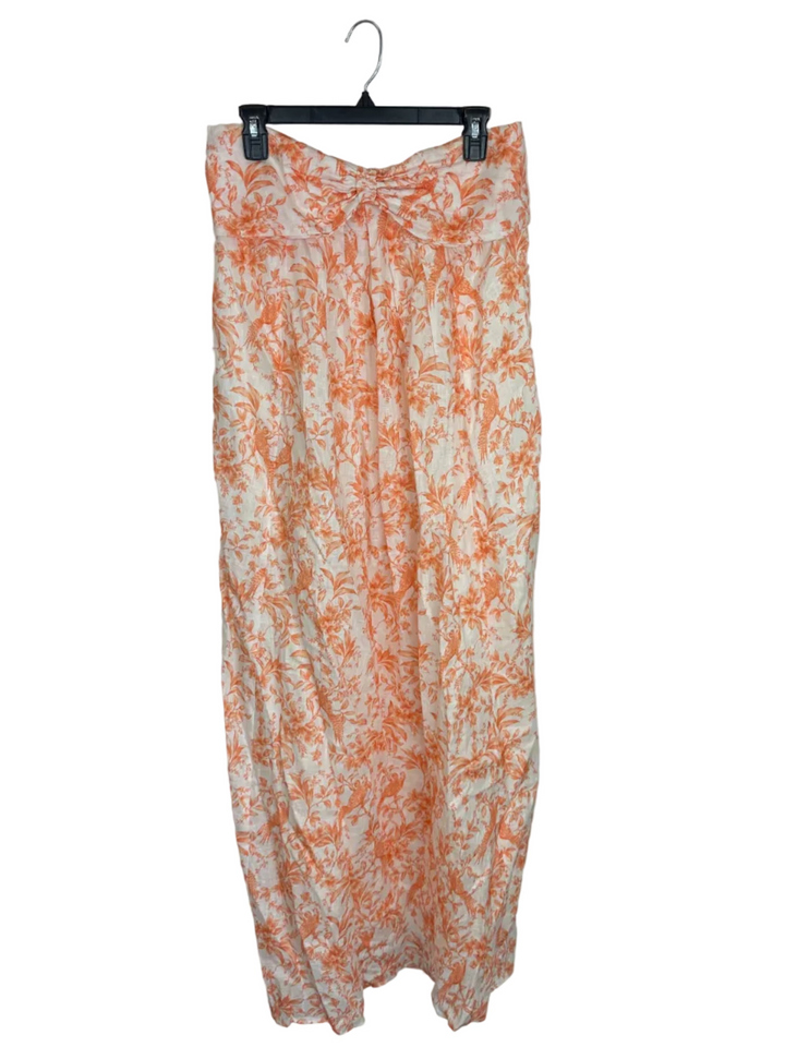 Orange Floral Strapless Dress – Size 6