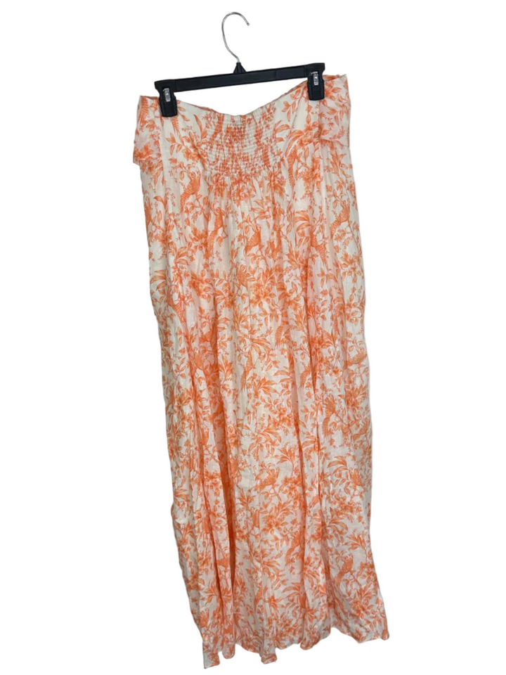 Orange Floral Strapless Dress – Size 6