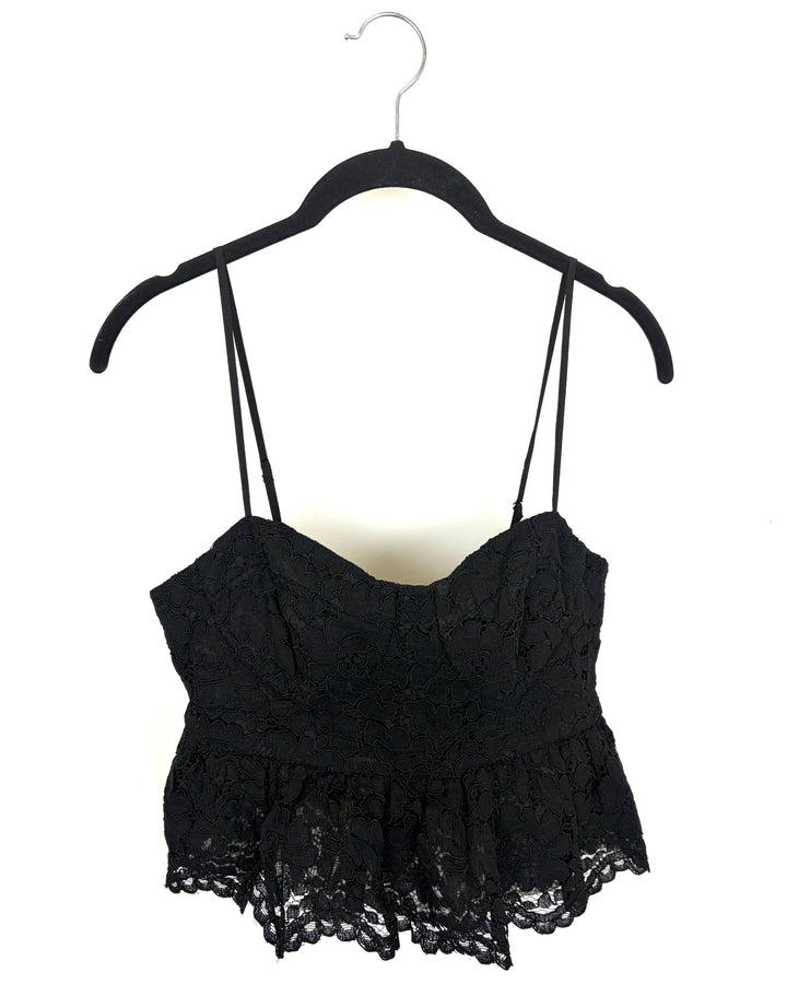 Black Corset-Style Cropped Top - Size 2, 4