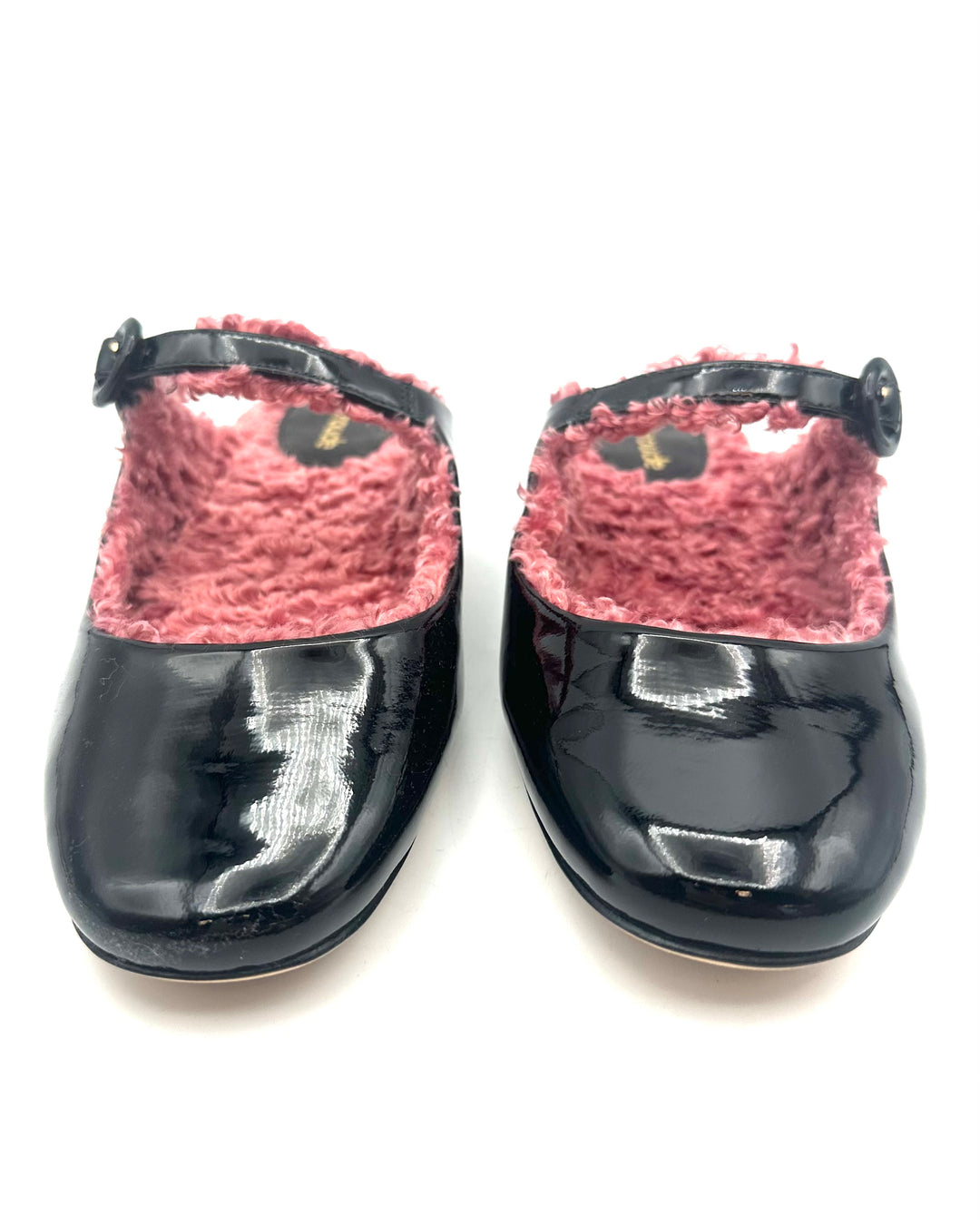 Black and Pink Sherpa Mules - Size 6.5