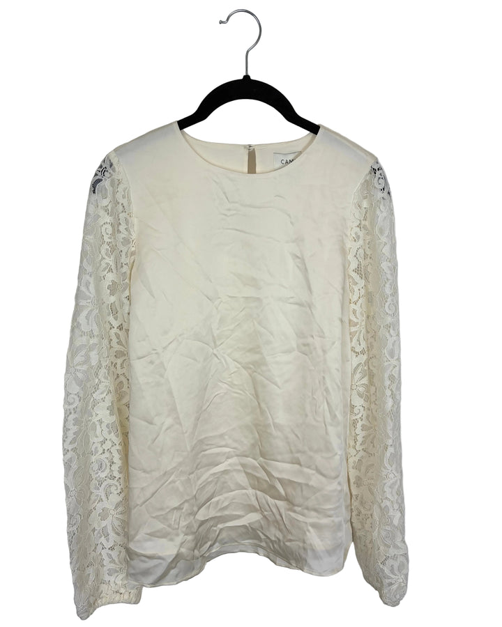 Cream Lace Sleeved Top- Size 0/2