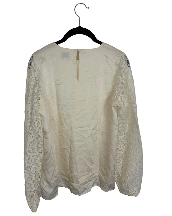 Cream Lace Sleeved Top- Size 0/2