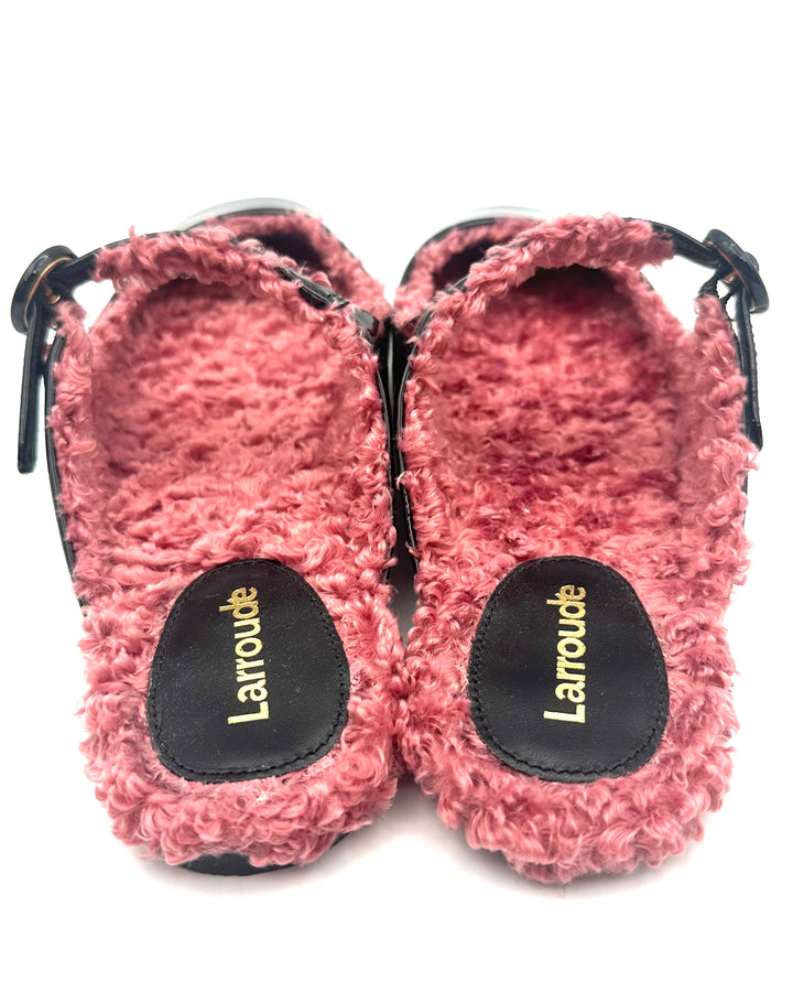 Black and Pink Sherpa Mules - Size 6.5
