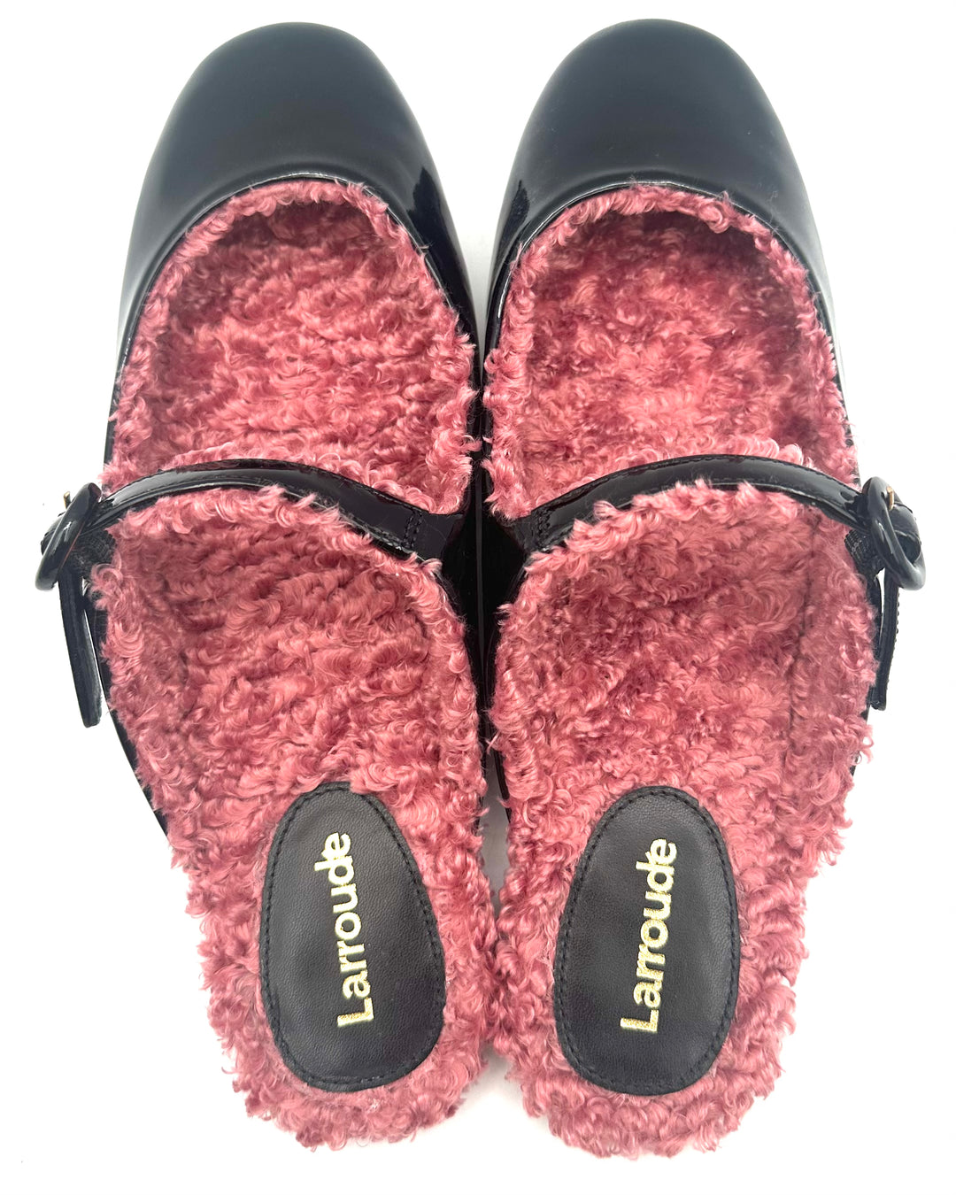 Black and Pink Sherpa Mules - Size 6.5