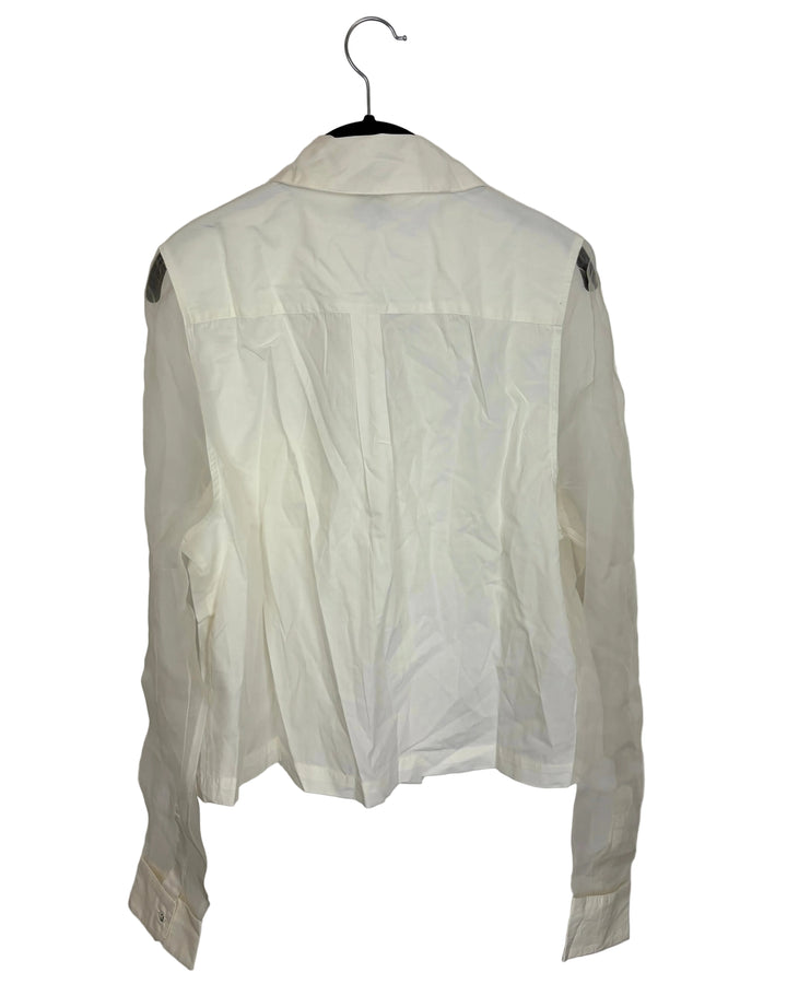 White Sheer Sleeve Button Up- Size 6/8