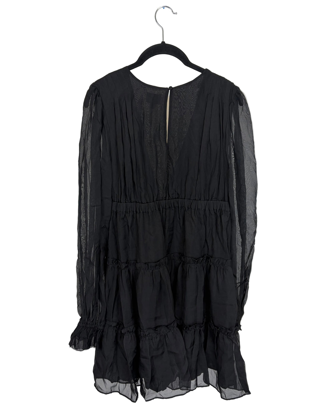 Black Sheer Sleeve Ruffle Dress- Size 4/6 and 8/10