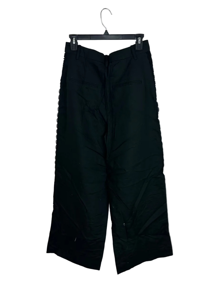 Black Textured Wide-Leg Pants – Size 6/8