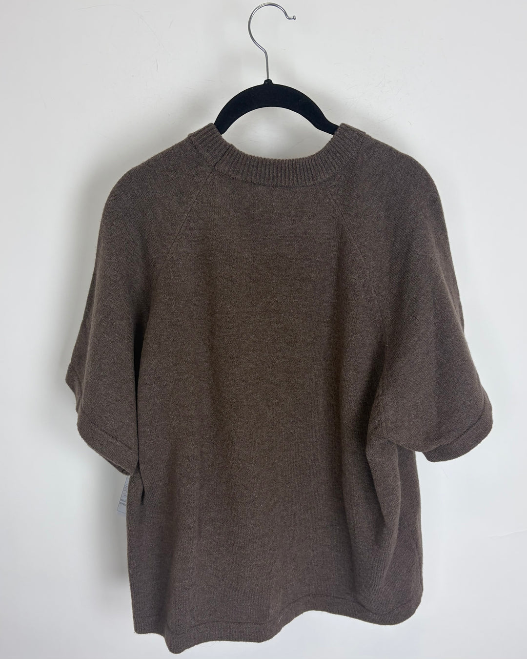 Dark Brown Short Sleeve Sweater Top - 1X