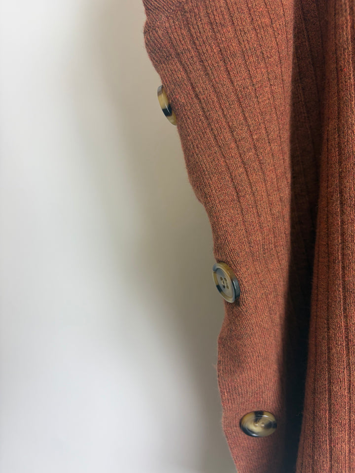 Dark Caramel Side Button Knit Top - 1X