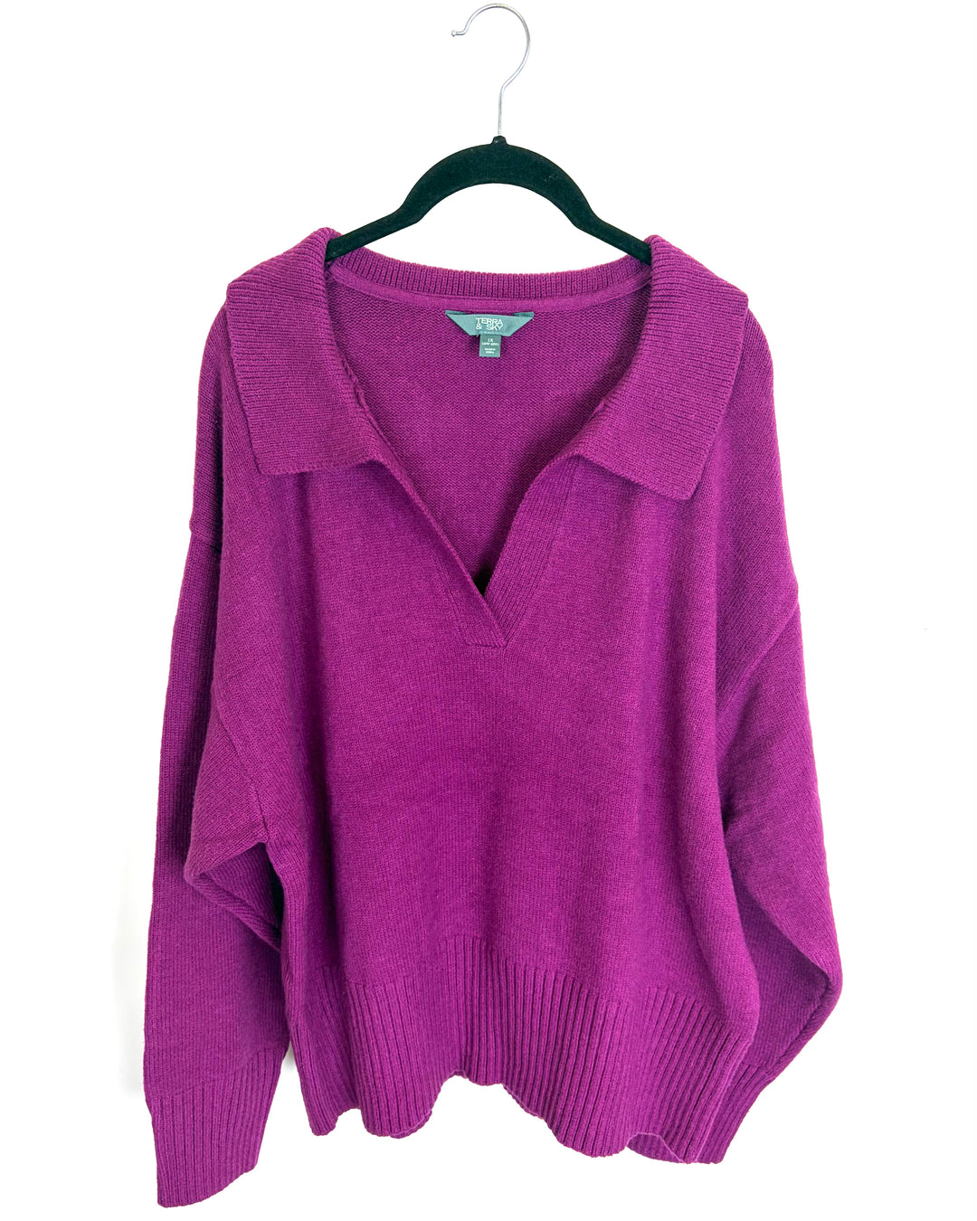 Plum Purple Collared Sweater - 1X