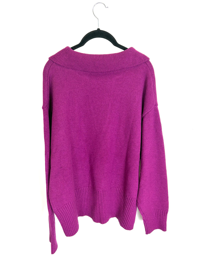 Plum Purple Collared Sweater - 1X