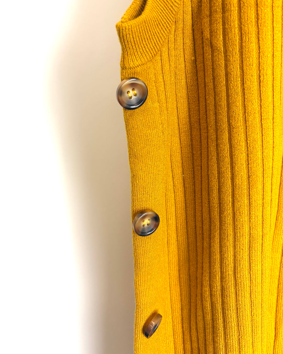 Honey Yellow Side Button Knit Top - 1X