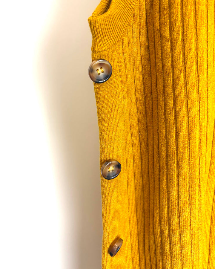 Honey Yellow Side Button Knit Top - 1X