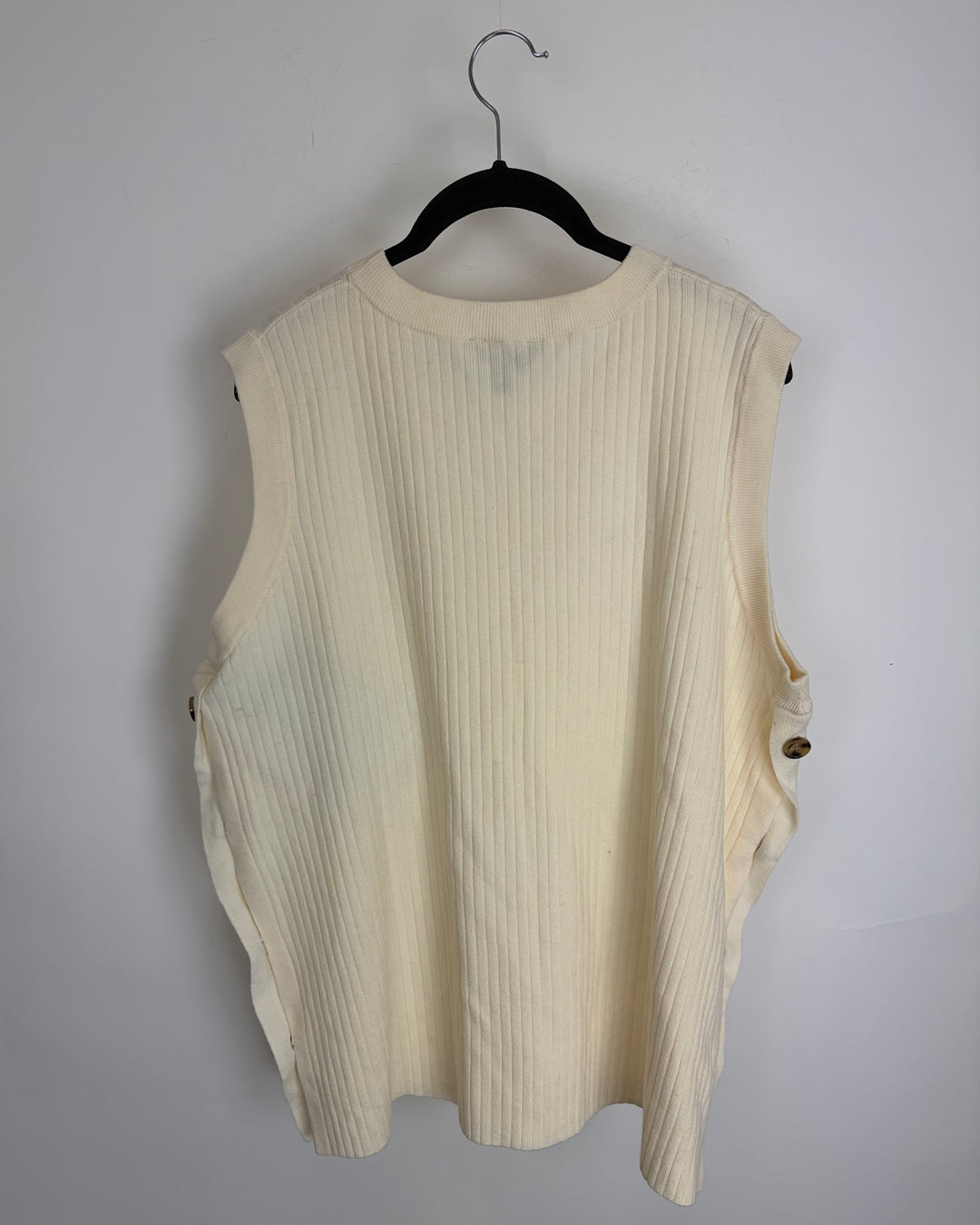 Cream White Side Button Knit Top - 1X