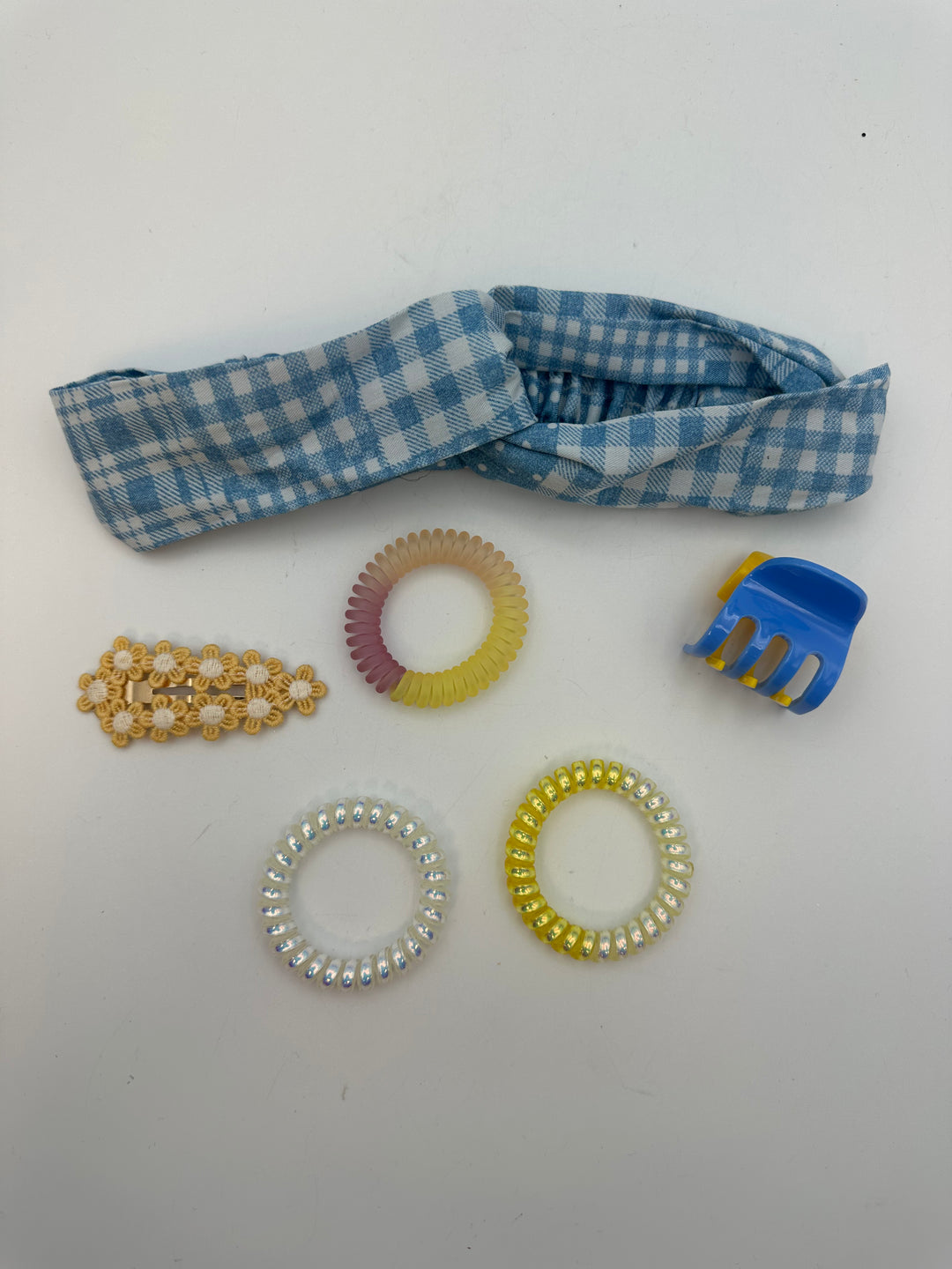 Blue & Yellow Gingham Hair Accessories Pack