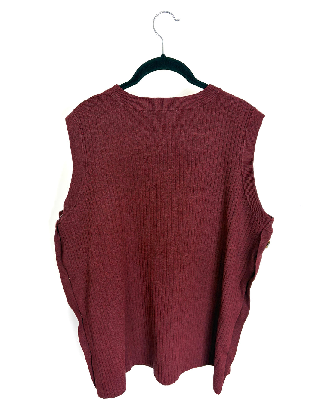 Wine Red Side Button Knit Top - 1X