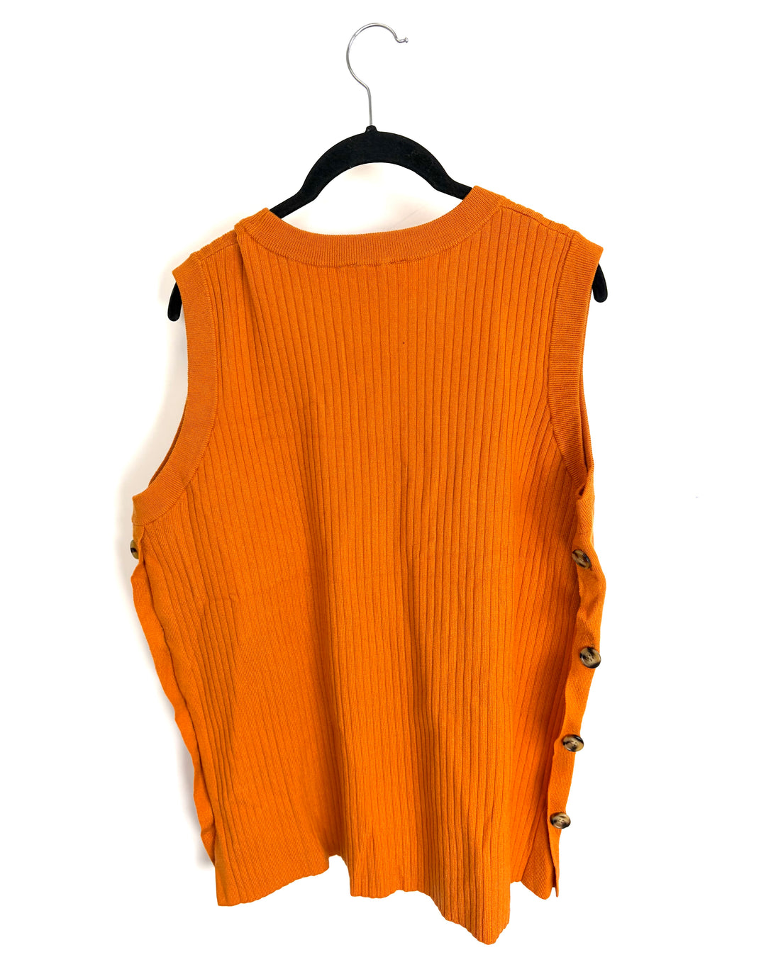 Muted Orange Side Button Knit Top - 1X