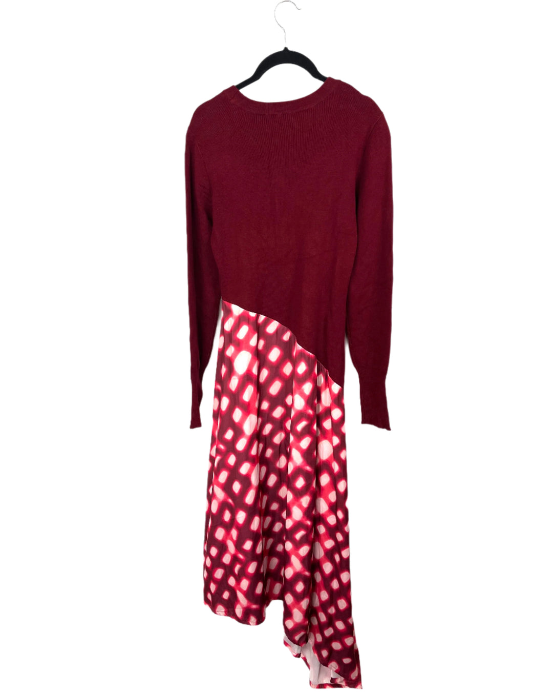 Red Sweater Dress With Abstract Skirt - Size 4/6