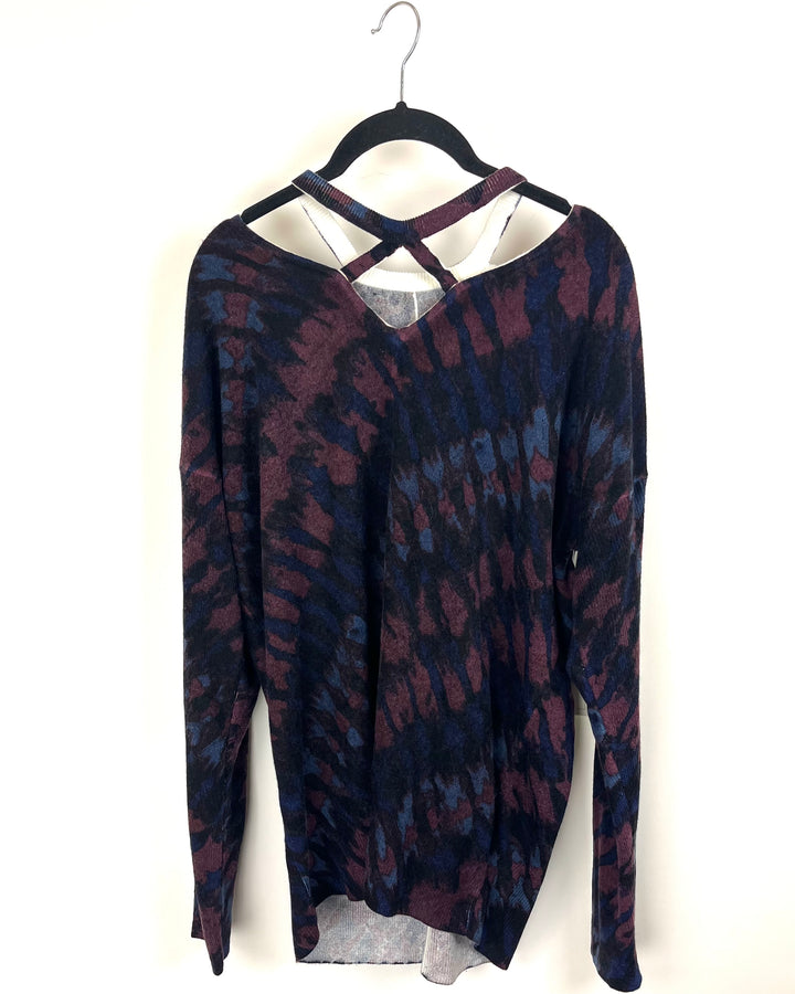 Burgundy Sweater With Cutout Neckline - Size 4/6