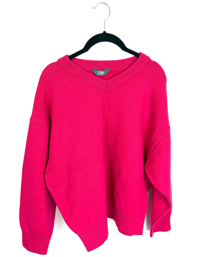 Raspberry Pink V-Neck Sweater - 1X