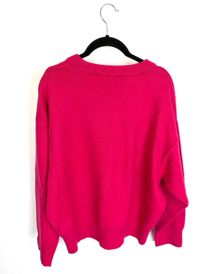 Raspberry Pink V-Neck Sweater - 1X