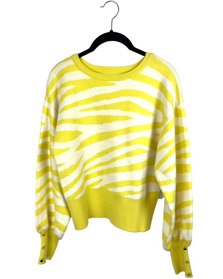 Yellow and White Abstract Design Sweater - Size 2/4