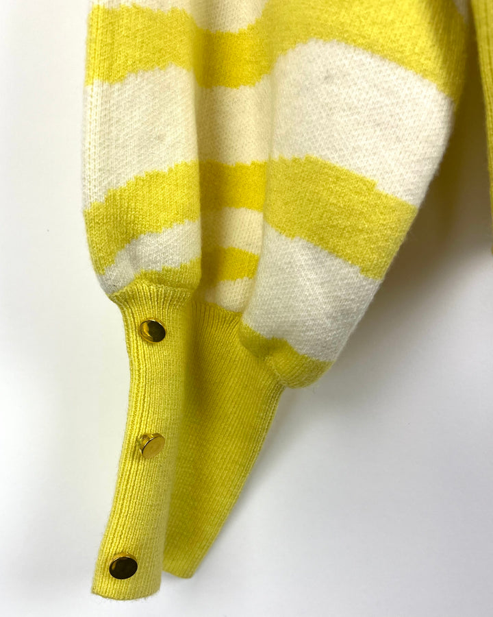 Yellow and White Abstract Design Sweater - Size 2/4
