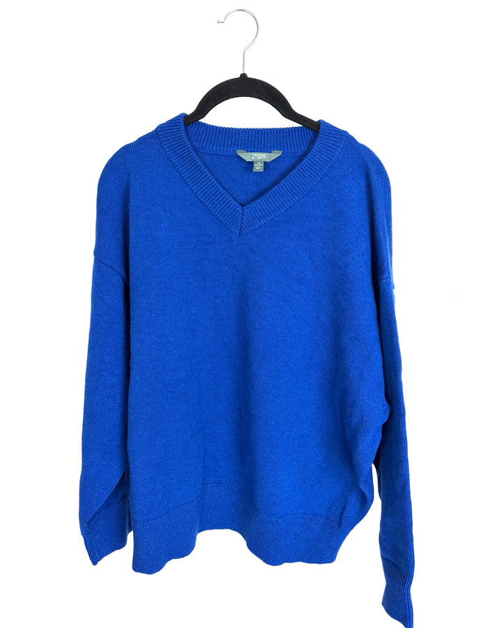 Royal Blue V-Neck Sweater - 1X